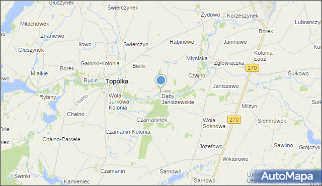 mapa Dęby Janiszewskie, Dęby Janiszewskie na mapie Targeo